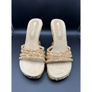 Two Lips Women's Wedge Sandals‎ Espadrille Braided Straps Tan Size 6